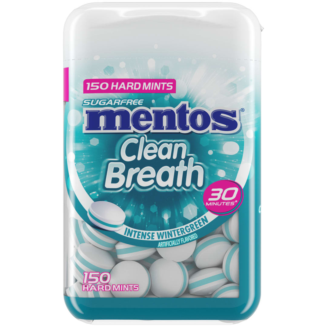 Mentos Clean Breath Hard Mints Intense Wintergreen 150 pc Large Bottle