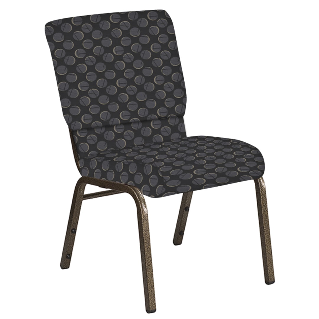 18.5''W Church Chair in Cirque Black Fabric - Gold Vein Frame
