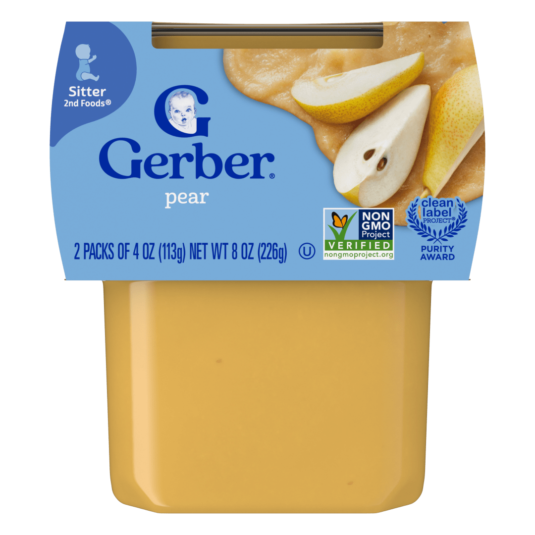 Gerber Stage 2 Baby Food, Pear Puree Tub, Baby Puree, 2PK