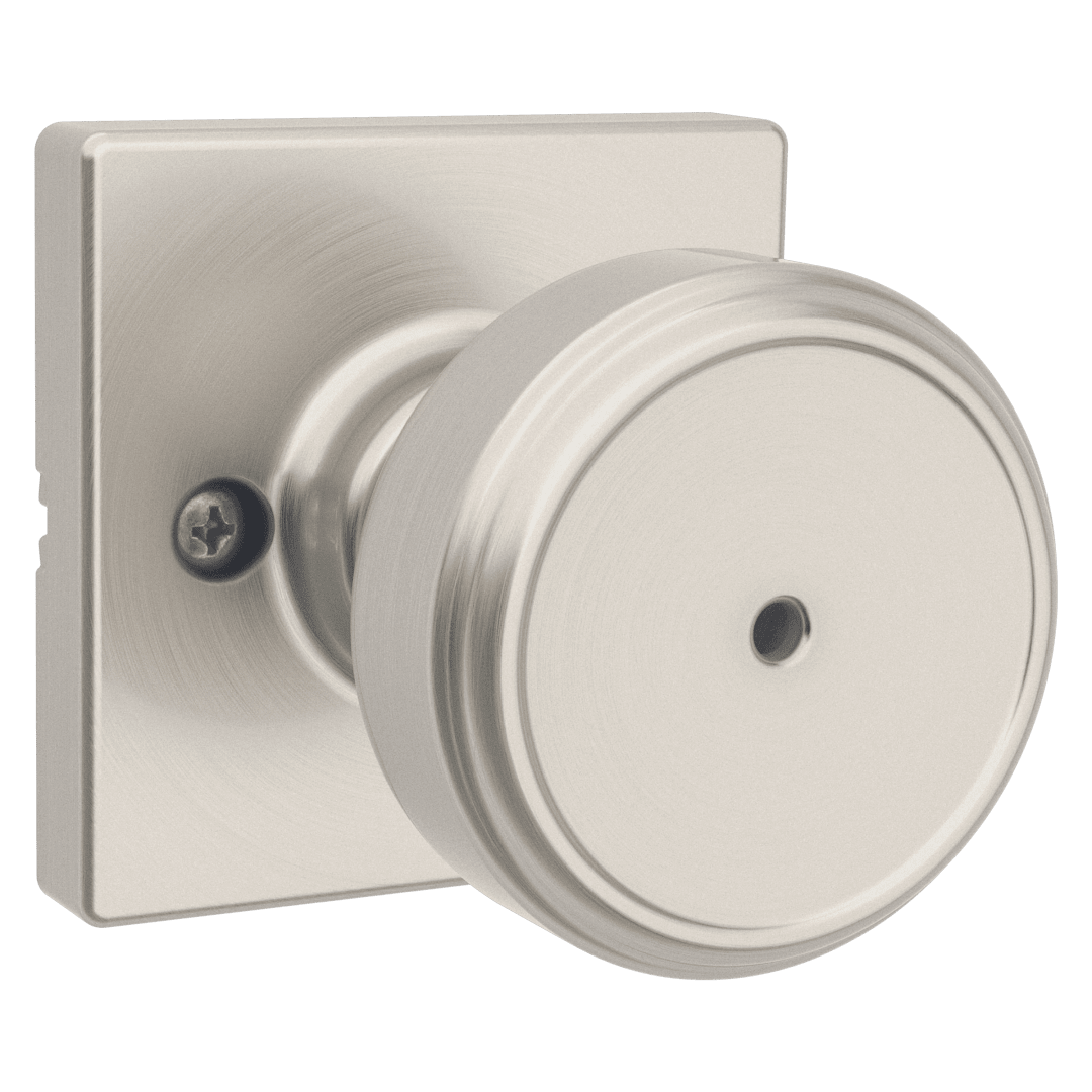 Maven Bed/Bath Knob w/ Square Rose in Satin Nickel