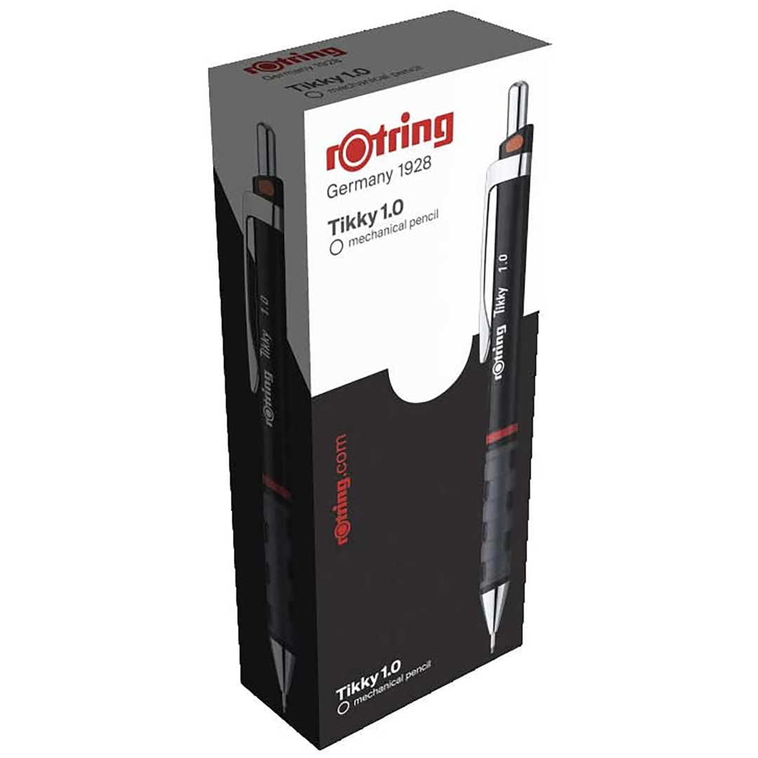 rOtring Tikky Colour-Coded Mechanical Pencils | 1.0 mm | Black Barrel | Box of 12