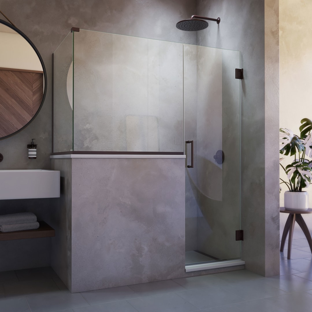 DreamLine Unidoor Plus 58 inch W x 36 3/8 inch D x 72 inch H Frameless Hinged Shower Enclosure in Oil Rubbed Bronze