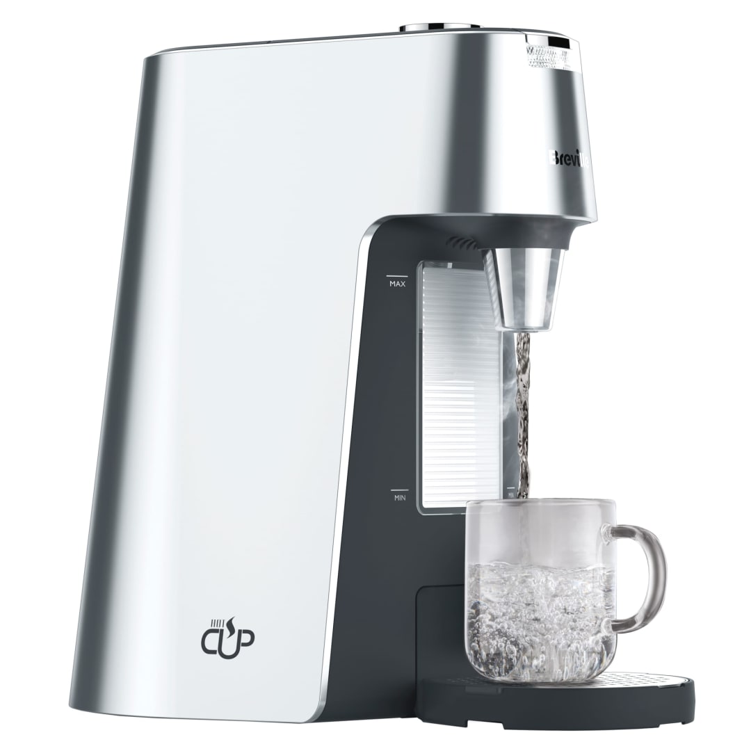Breville HotCup Hot Water Dispenser | 2.0 Litre with 3 kW Fast Boil | Variable Dispense and Height Adjust | Energy-efficient use | Silver [VKT111]