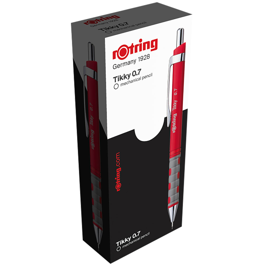rOtring Tikky Colour-Coded Mechanical Pencils | 0.7 mm | Red Barrel | Box of 12