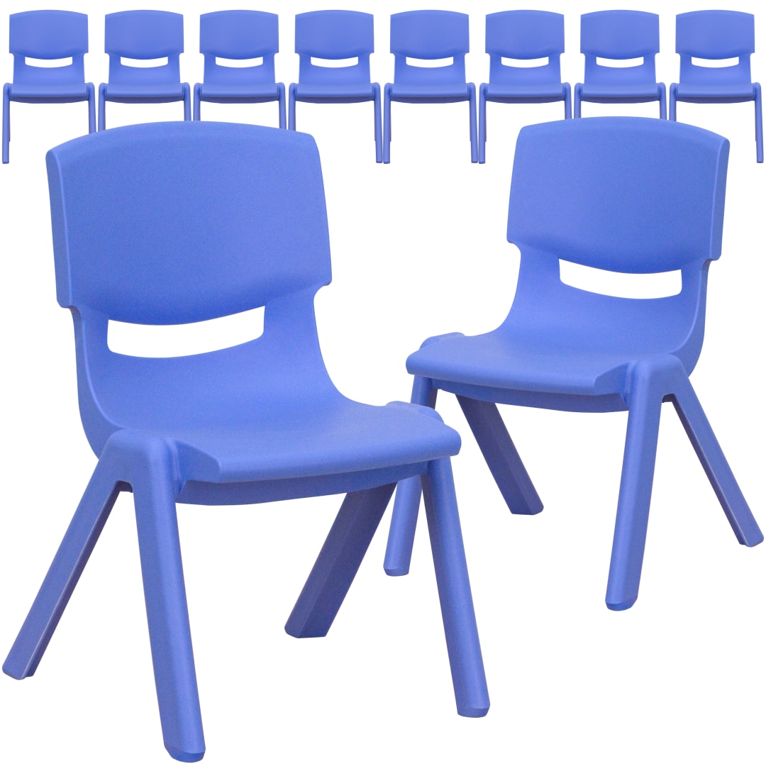 Whitney 10 Pack Blue Plastic Stackable School Chair with 10.5'' Seat Height