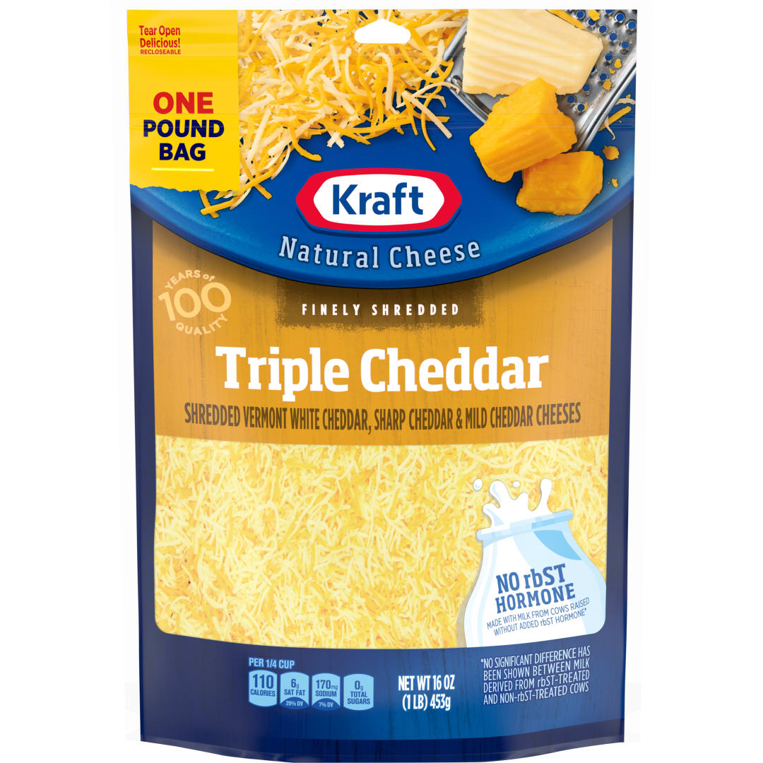 Kraft Triple Cheddar Finely Shredded Natural Cheese 2-16 oz Bag
