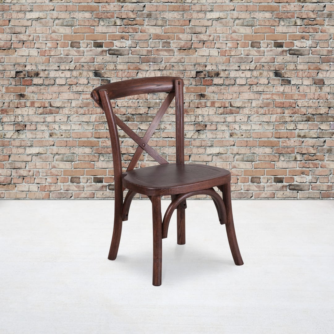 HERCULES Series Stackable Kids Mahogany Wood Cross Back Chair