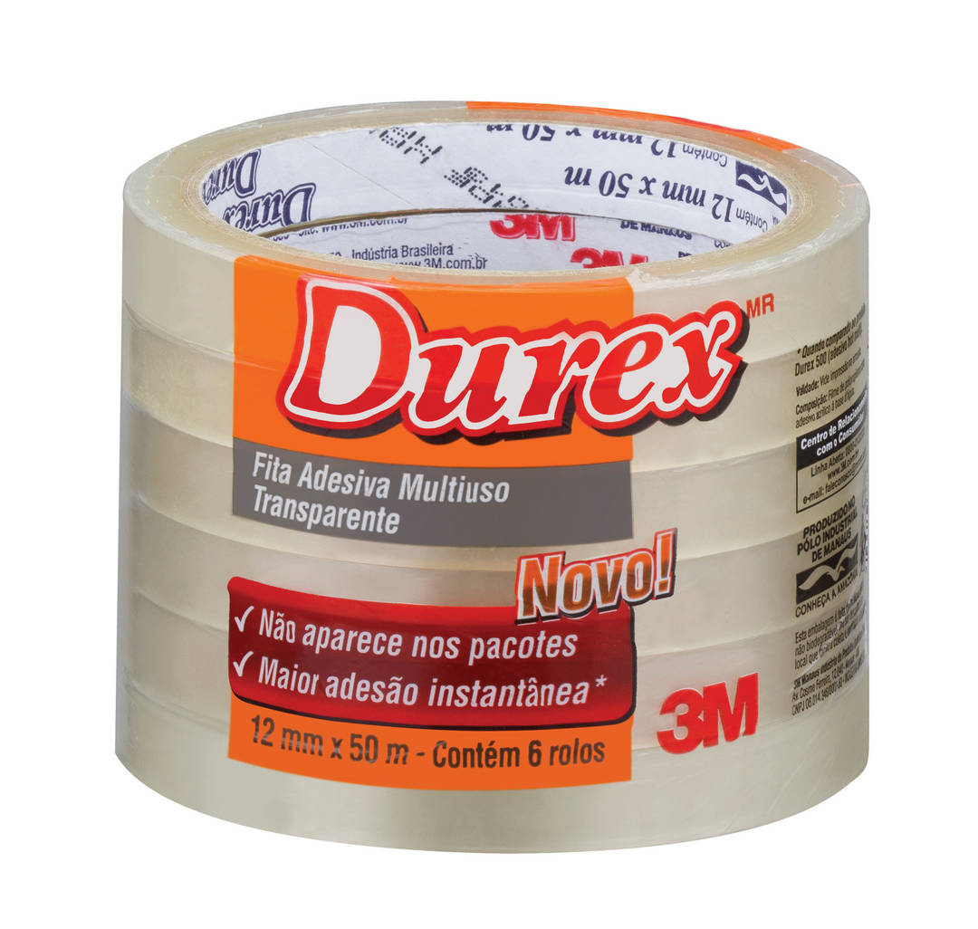 Fita Adesiva Transparente Durex™, 12 mm x 50 m, 6 Rolos