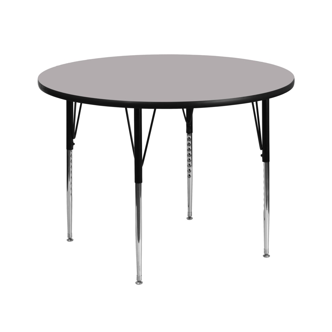 Wren 42'' Round Grey Thermal Laminate Activity Table - Standard Height Adjustable Legs