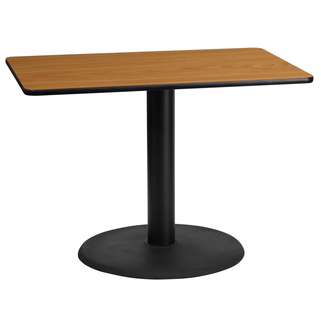 Graniss 24'' x 42'' Rectangular Natural Laminate Table Top with 24'' Round Table Height Base