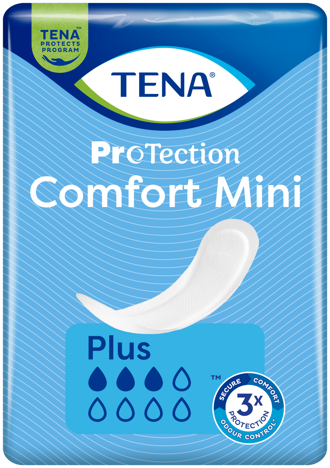 TENA Comfort Mini Plus –  Incontinence Pads for Light to Medium Leakage with Odour Control &amp; Reliable Dryness - Pack of 30