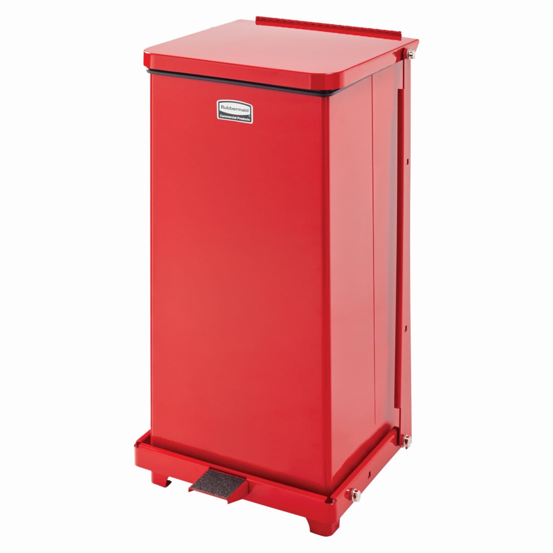 Rubbermaid Commercial Products Defenders® 6.5 Gal Square Step Trash Can, Red