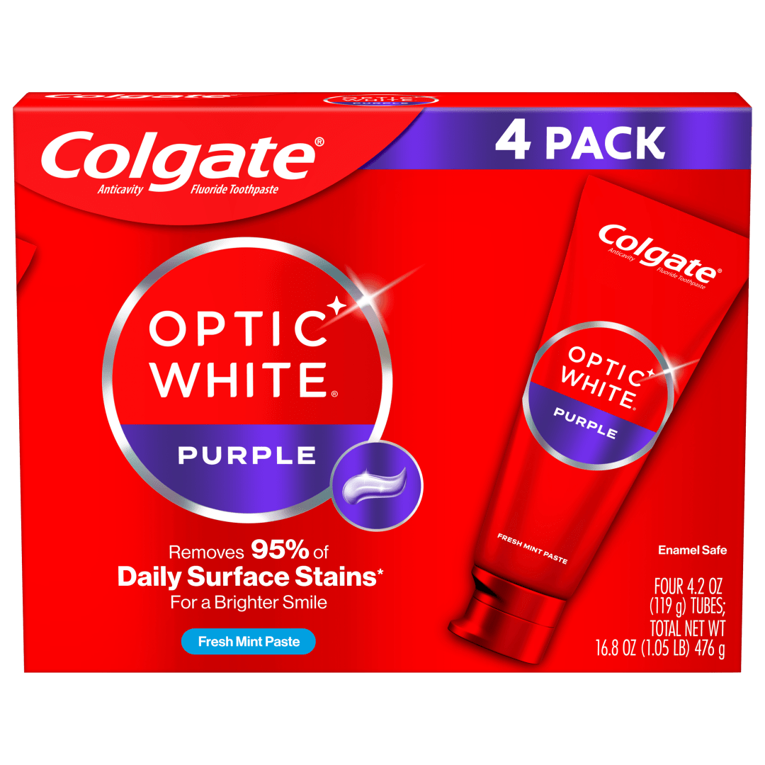 Colgate Optic White Purple Toothpaste, 4.2 Oz, 4 Pack
