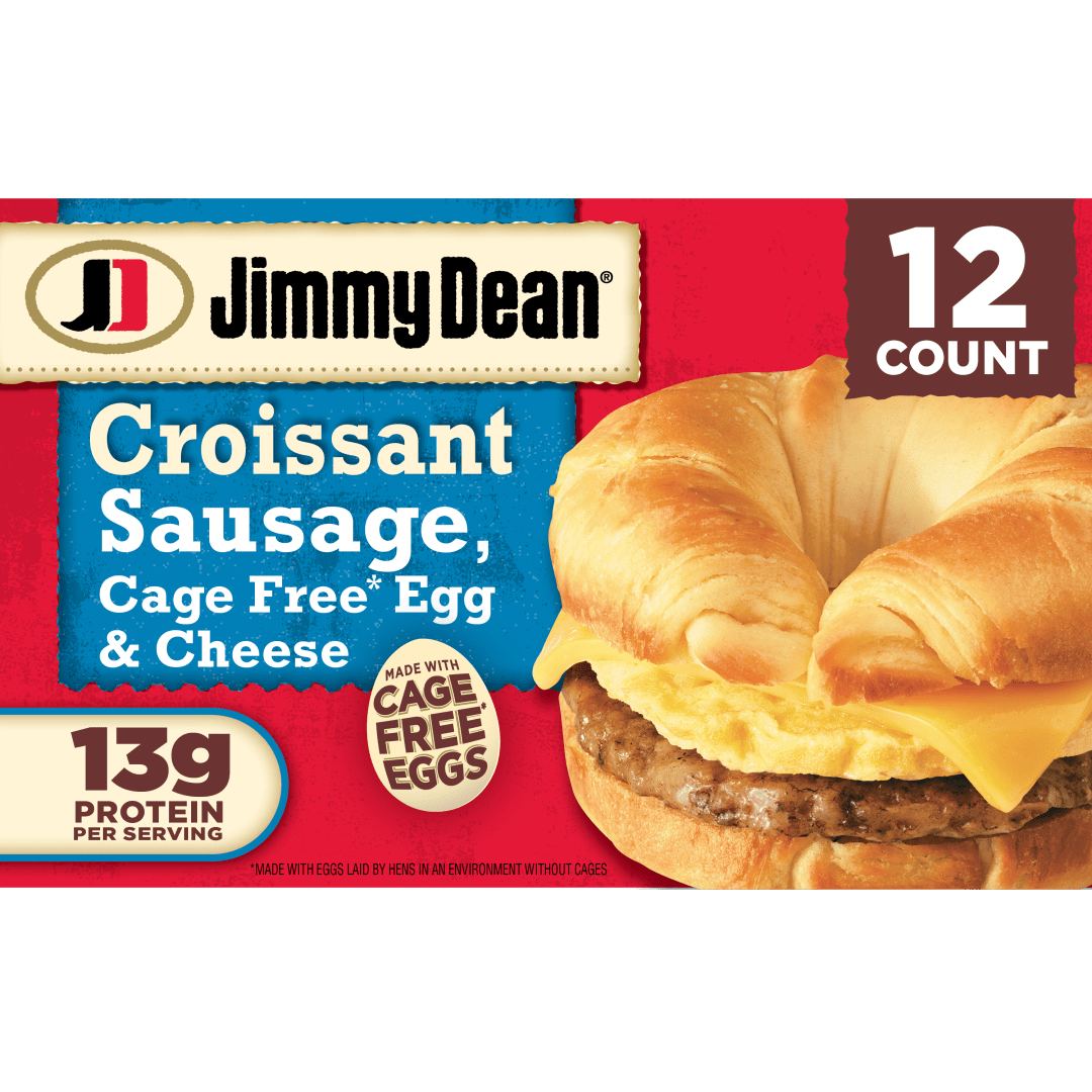 Jimmy Dean Croissant Breakfast Sandwiches with Sausage, Egg, and Cheese, Frozen, 12 Count