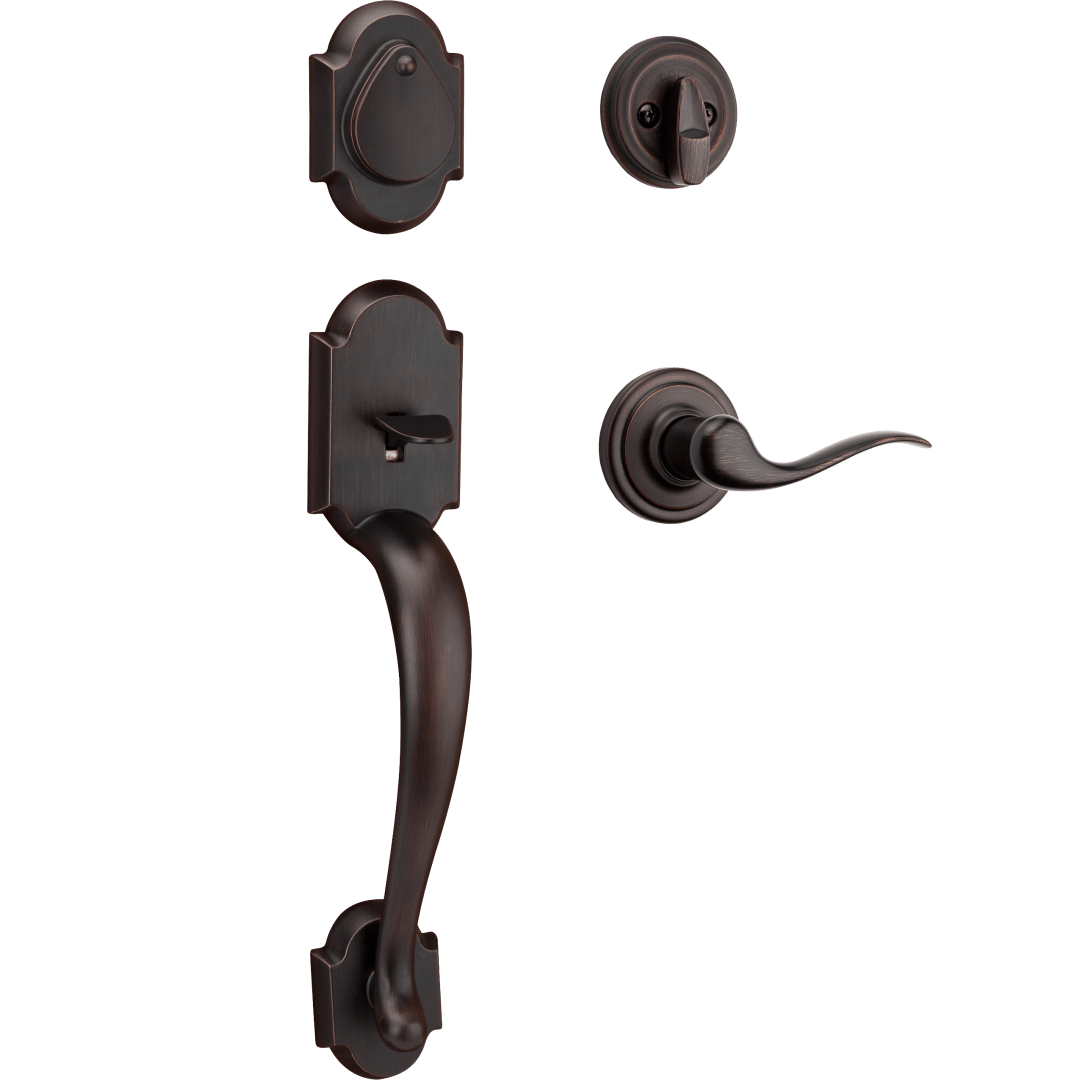 Austin Single Cylinder Handleset w/Tustin Lever featuring SmartKey Security™ in Venetian Bronze