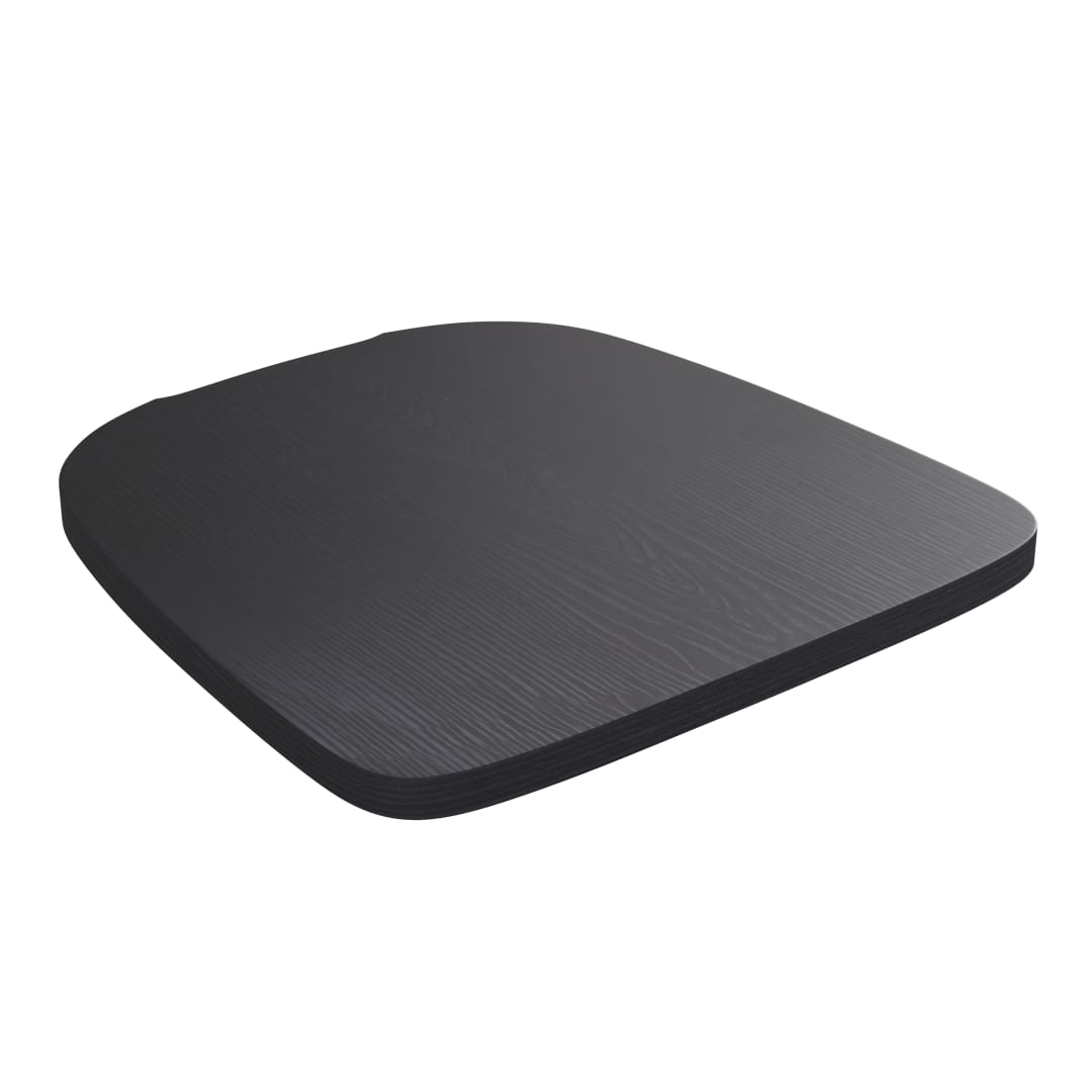 Perry Poly Resin Wood Seat with Rounded Edges for Colorful Metal Chairs and Stools in Black