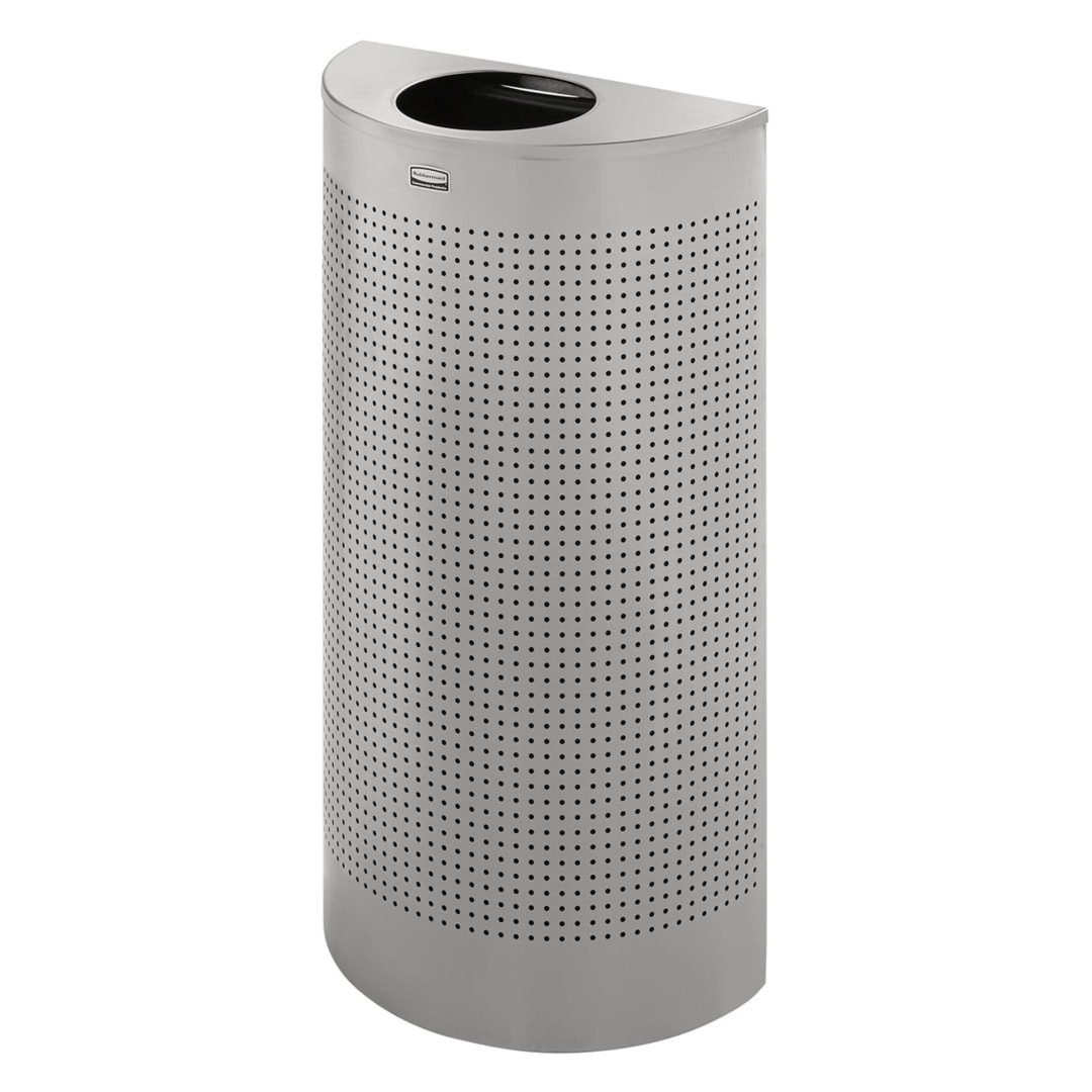 Rubbermaid Commercial Half-Round Stainless Steel Trash Can, 12-Gallon, Silver