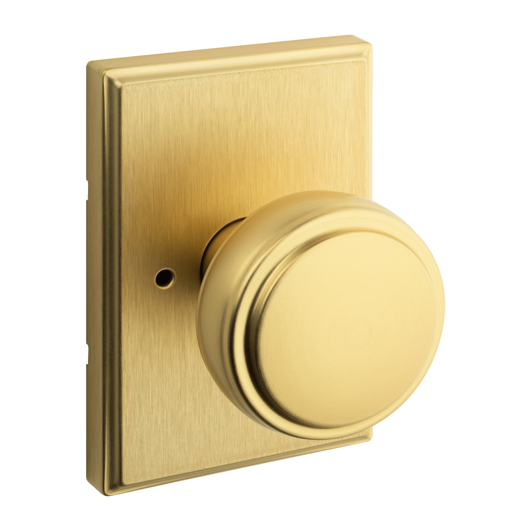 Sora Bed/Bath Knob w/ Rectangular Rose in Satin Brass