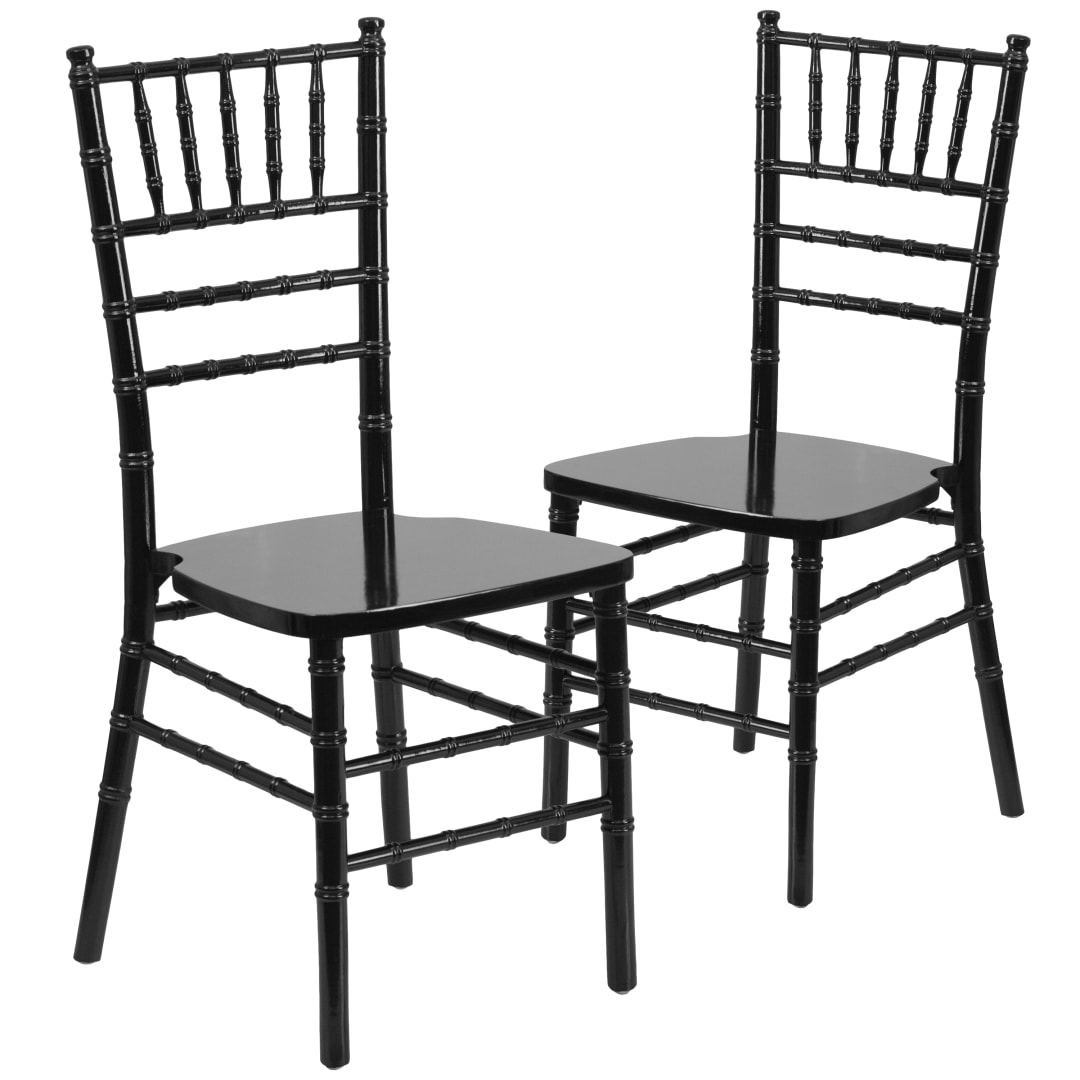 2 Pack HERCULES Series Black Wood Chiavari Chair