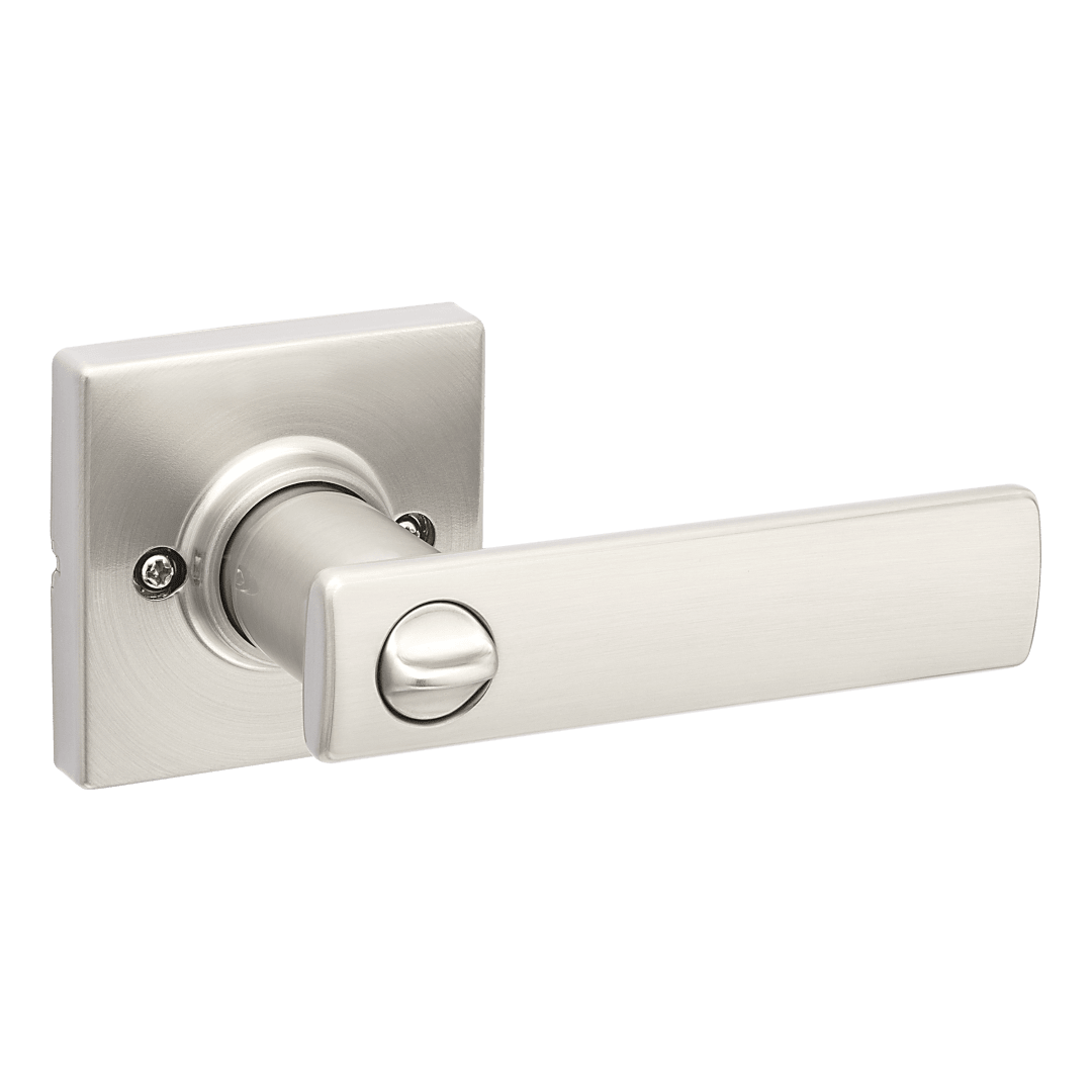 Breton Privacy Lever in Satin Nickel