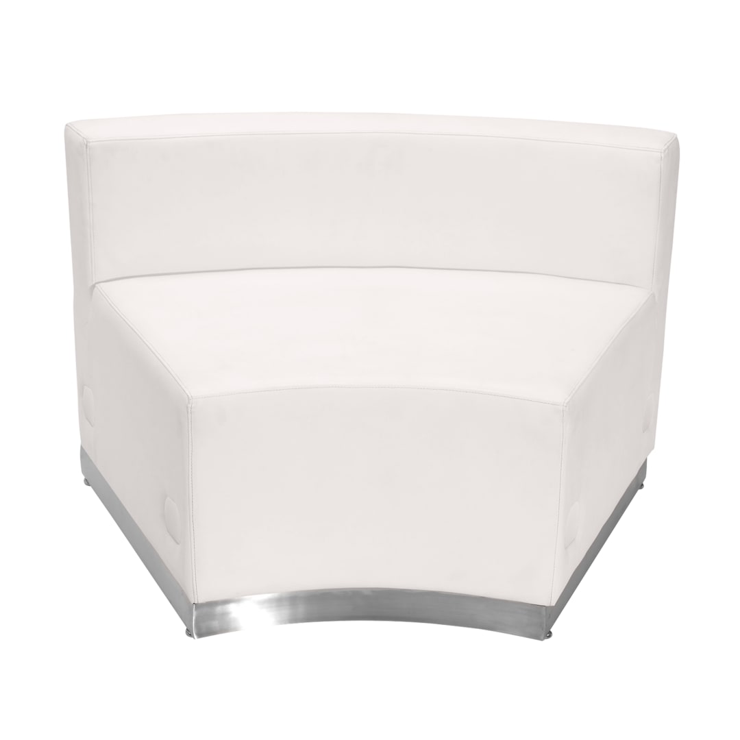 HERCULES Alon Series Melrose White LeatherSoft Concave Chair with Brushed Stainless Steel Base