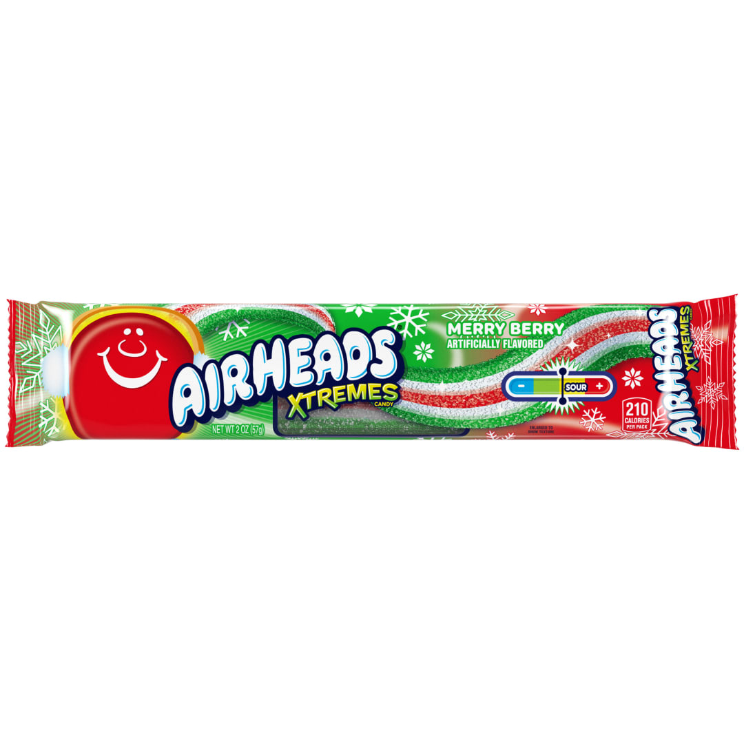 Airheads Xtremes Belts Merry Berry 2 oz Holiday Theme Tray