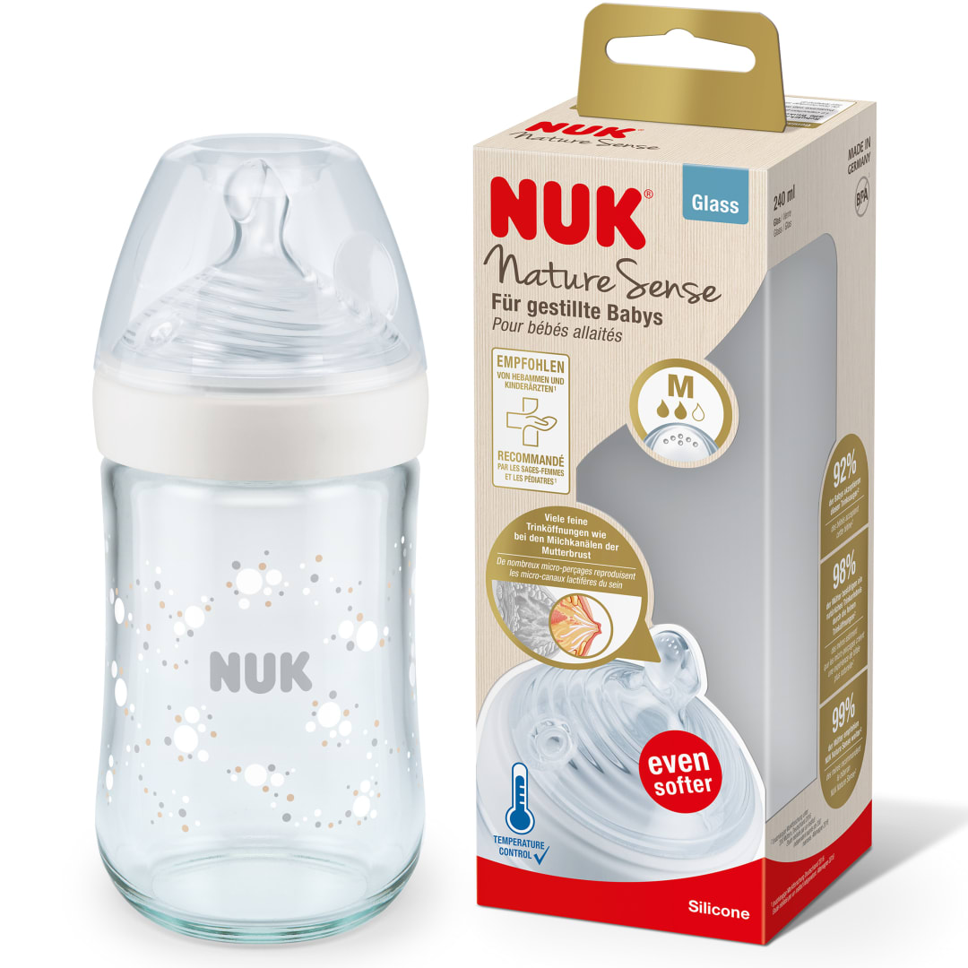 NUK NASE GLASS TC 240ML M D/F/NL/ARAB WH