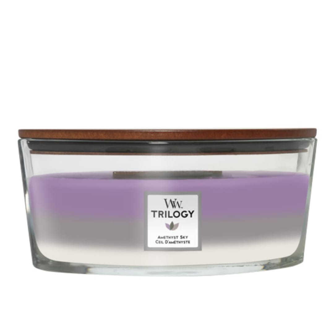 WoodWick® Ellipse Trilogy Scented Candle with Crackling Wick | Amethyst Sky | Up to 50 Hours Burn Time