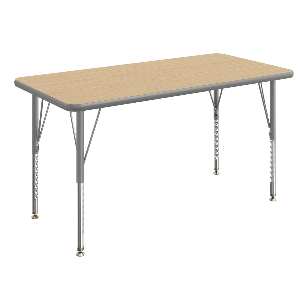 Wren 48" x 24" Adjustable Height Activity Table, Thermal Laminate Top, Short Legs, Light Natural