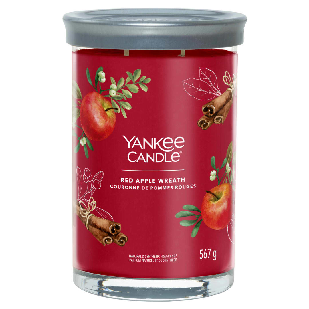 Yankee Candle Signature Scented Candle | Red Apple Wreath Large Jar Candle with Double Wicks | Soy Wax Blend Long Burning Candle | Perfect Gifts for Women