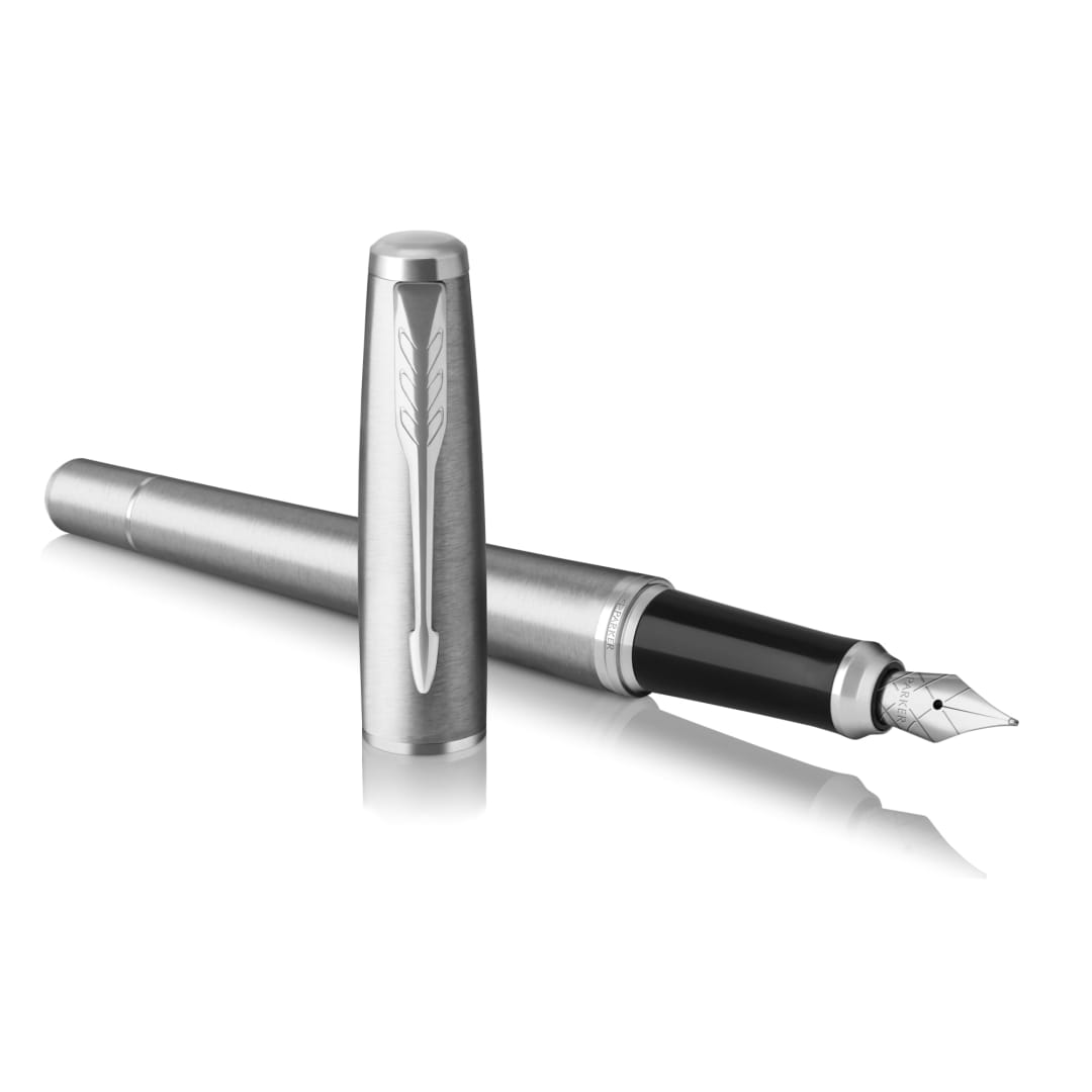 Parker Urban Fountain Pen, Metro Metallic, Medium Nib with Blue Ink Refill, Gift Box (1931605)