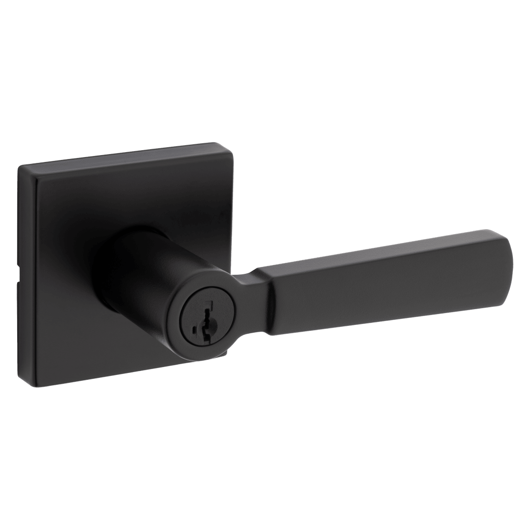 Perth Keyed Entry Lever featuring SmartKey Security™ in Matte Black