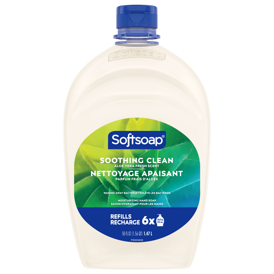 Softsoap Soothing Clean Liquid Hand Soap, Kitchen and Bathroom Hand Soap, Aloe Vera Fresh Scent, 50 fl oz Refill (2 Pack)
