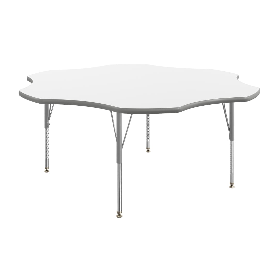 Wren 60" Flower Adjustable Height Activity Table, Thermal Laminate Top, Short Legs, White