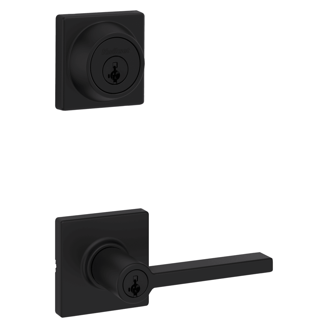 Casey Square Combo Pack Lever in Matte Black featuring SmartKey Security