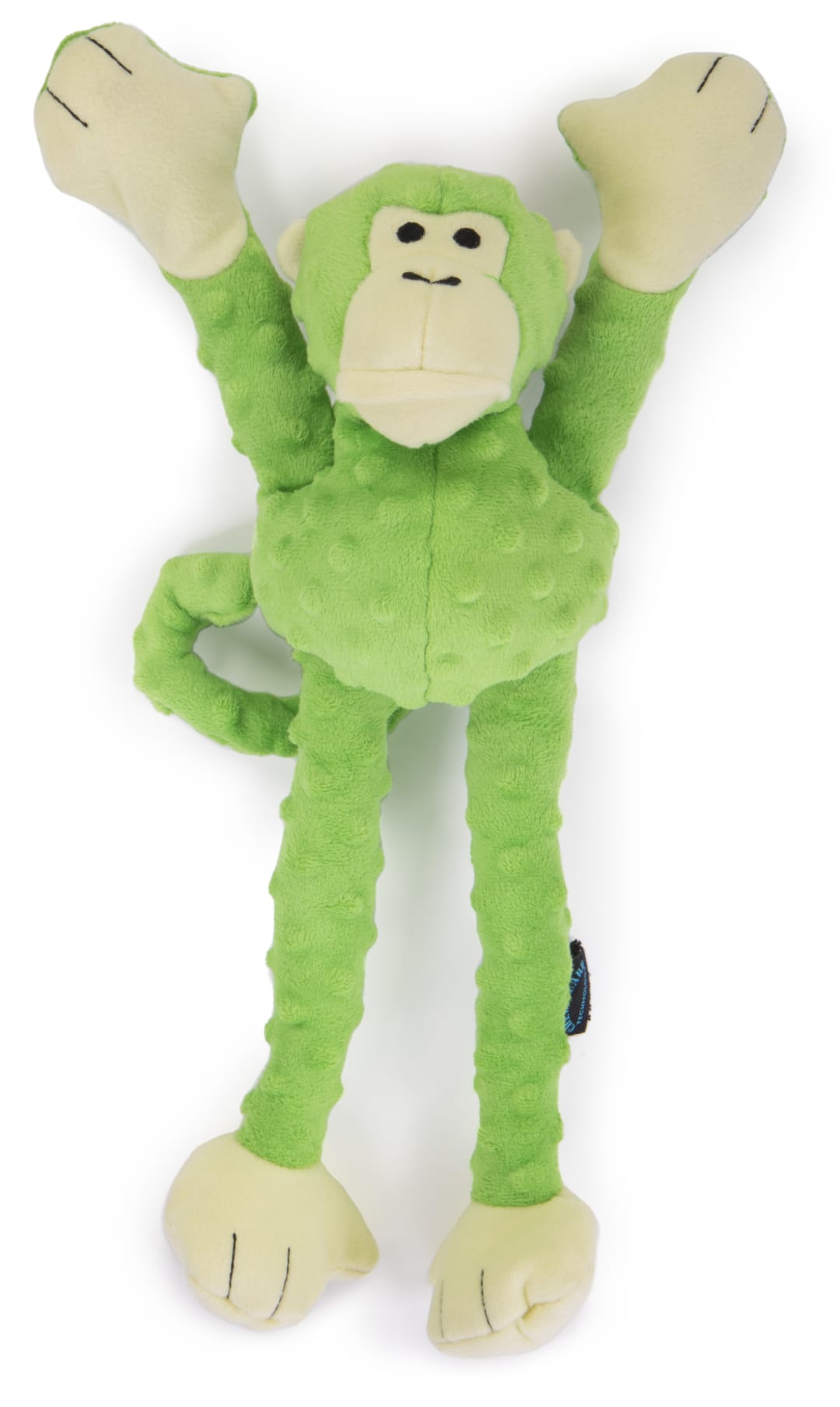 goDog Crazy Tugs Monkeys Squeaky Dog Toy, Plush with Chew Guard Technology, Green, Large