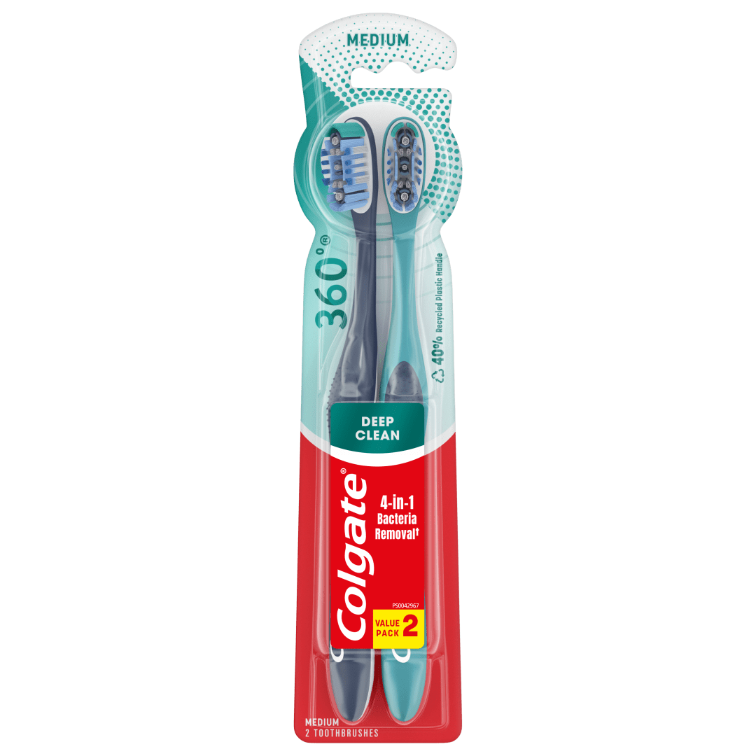 Colgate 360 Whole Mouth Clean Medium toothbrush for adults, 2pk