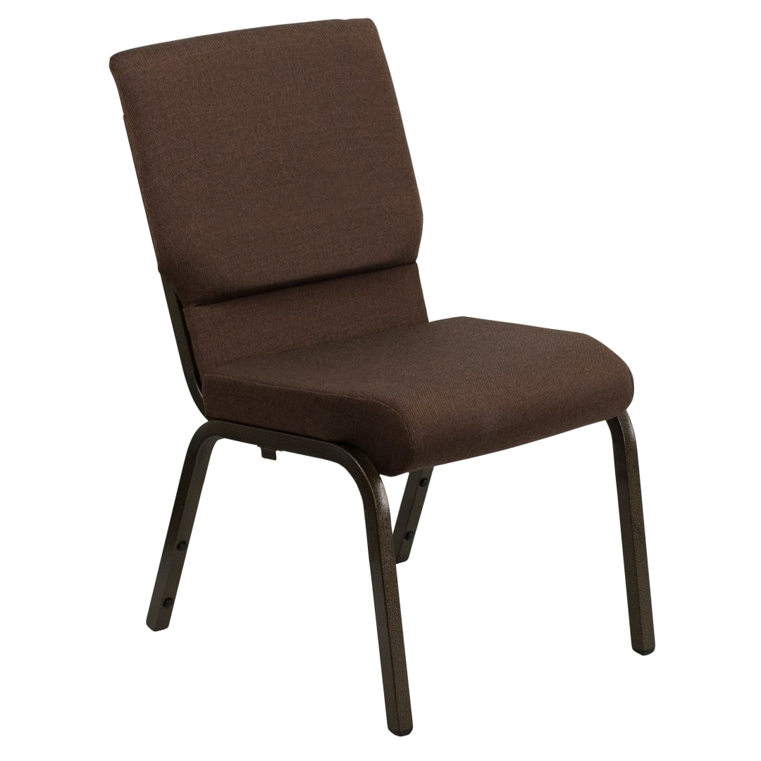 HERCULES Series Auditorium Chair - Stacking Padded Chair - 19inch Wide Seat - Brown Fabric/Gold Vein Frame