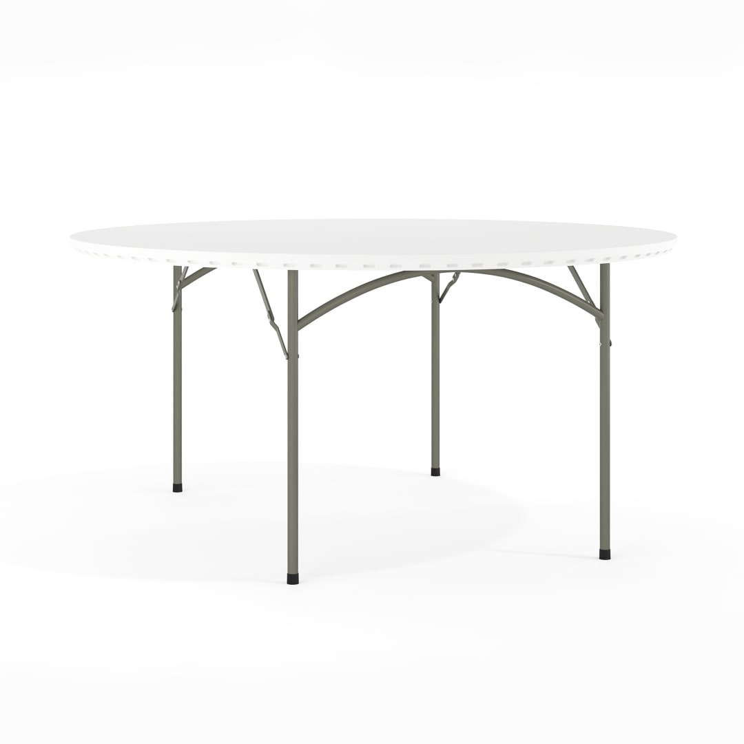 Kathryn 5-Foot Round Granite White Plastic Folding Table, Commercial Grade Round Table for 8 Guests