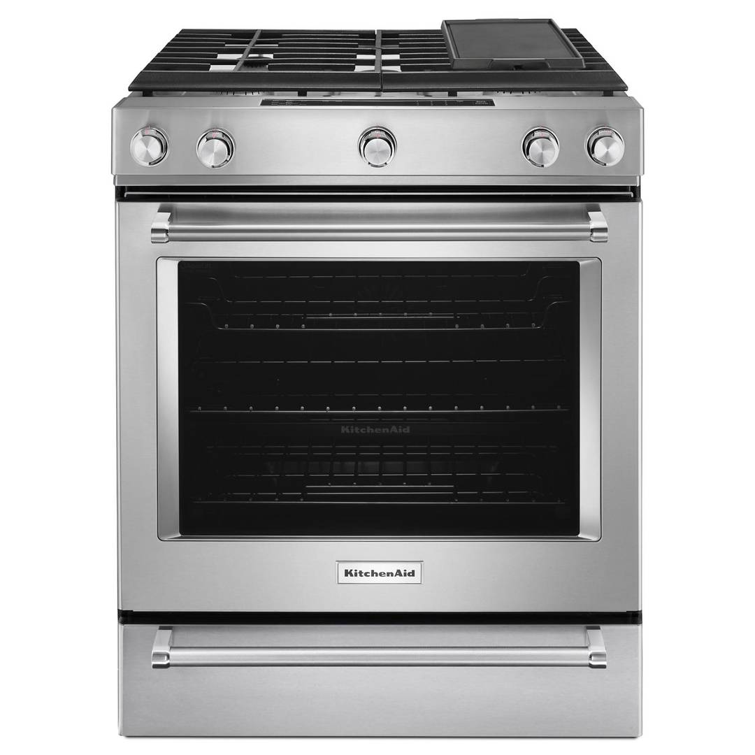 KitchenAid 6.5 Cu. Ft. Slide-In Natural Gas Range - Stainless Steel KSGB900ESS