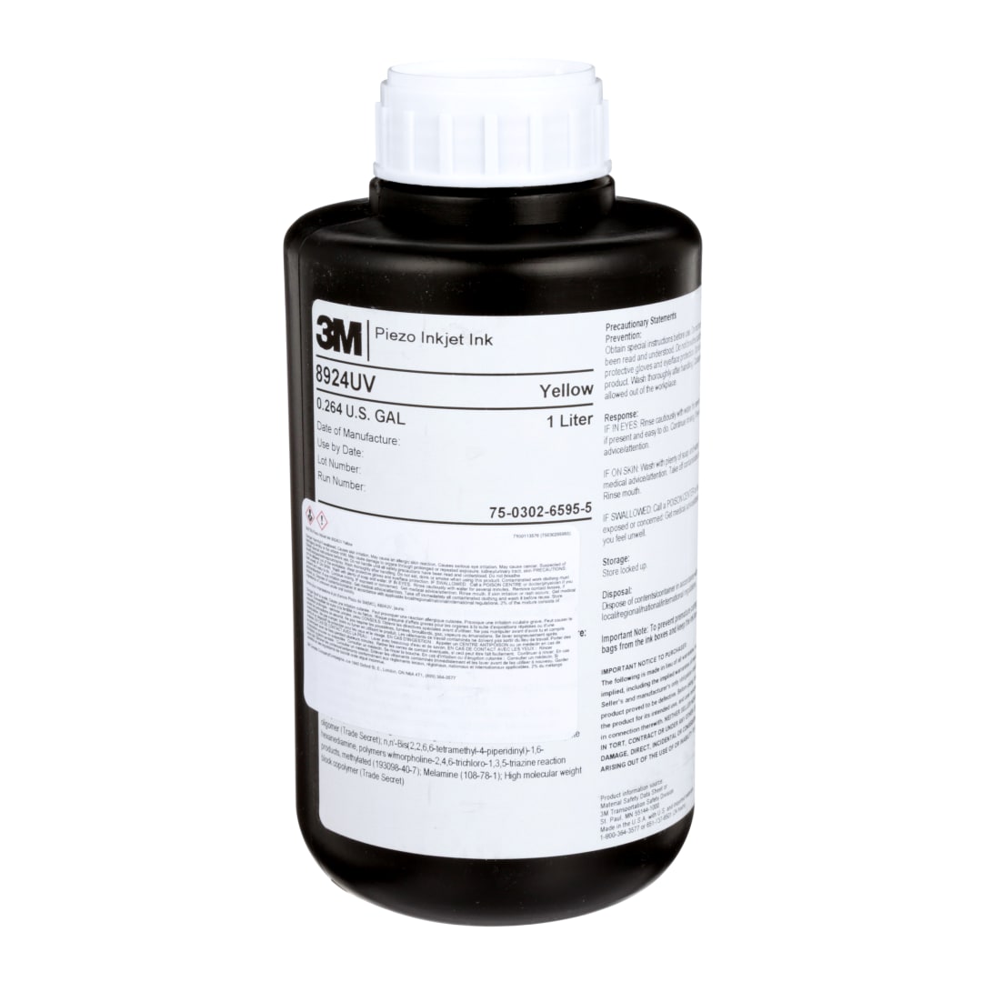 3M™ Piezo Ink Jet UV Ink, 8924UV, Yellow, 1 L, 2 Flashen / Karton