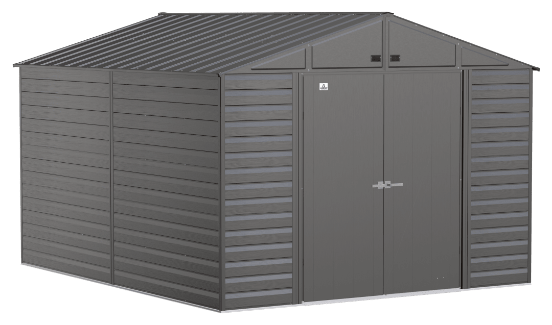 Arrow Select 10 x 12 x 8 ft Charcoal Steel Storage Shed