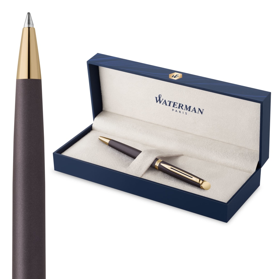 Waterman Hémisphère Ballpoint Pen | Lava Black (The Understated Edit Collection) | Medium Point with Blue Ink | Gift Box