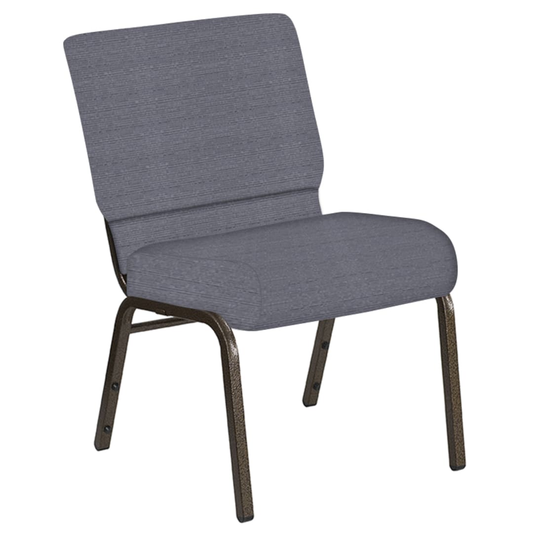 21''W Church Chair in Tahiti Gun Metal Fabric - Gold Vein Frame