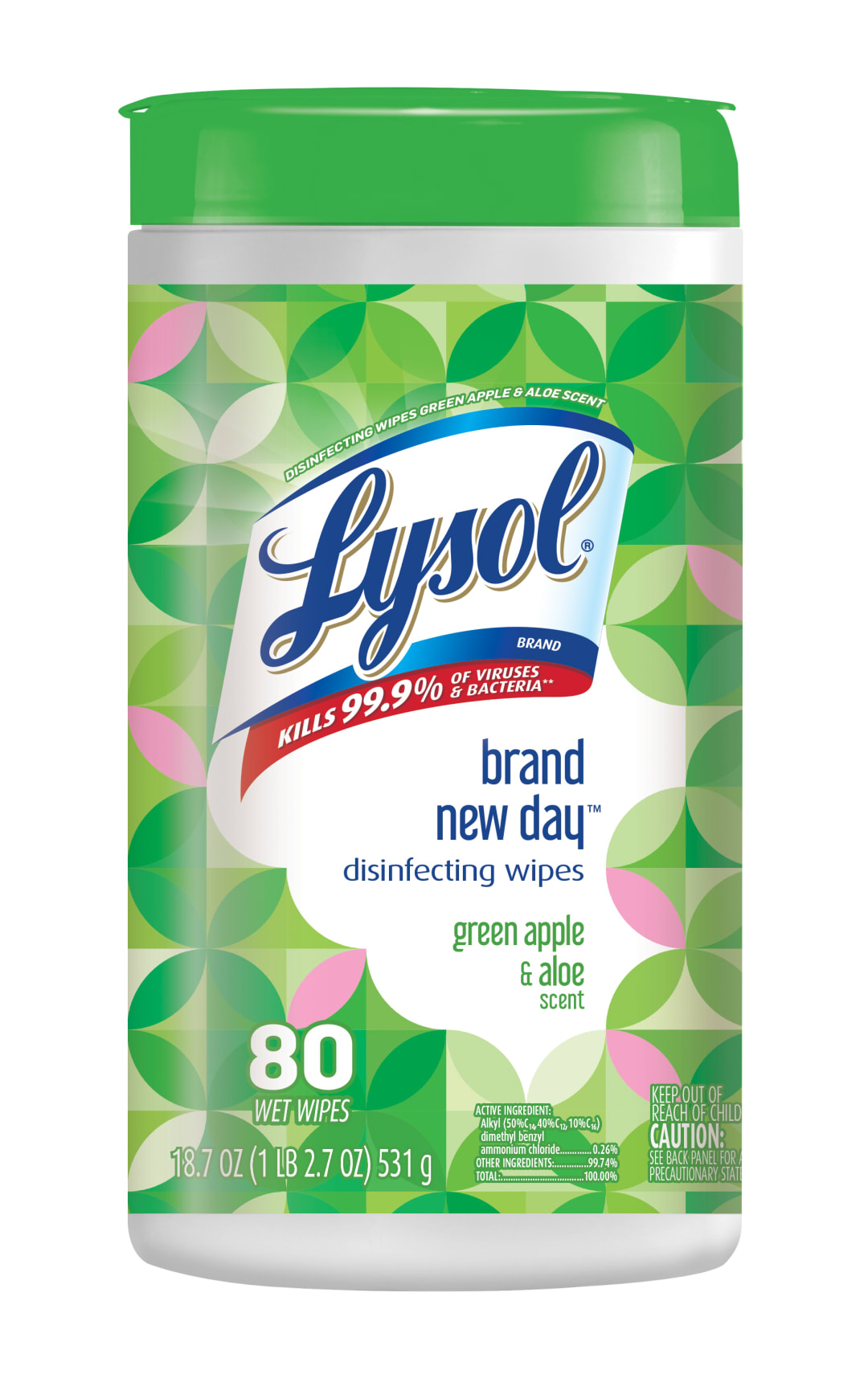 LYSOL® Disinfecting Wipes - Brand New Day™ Green Apple & Aloe 6/80 ct.