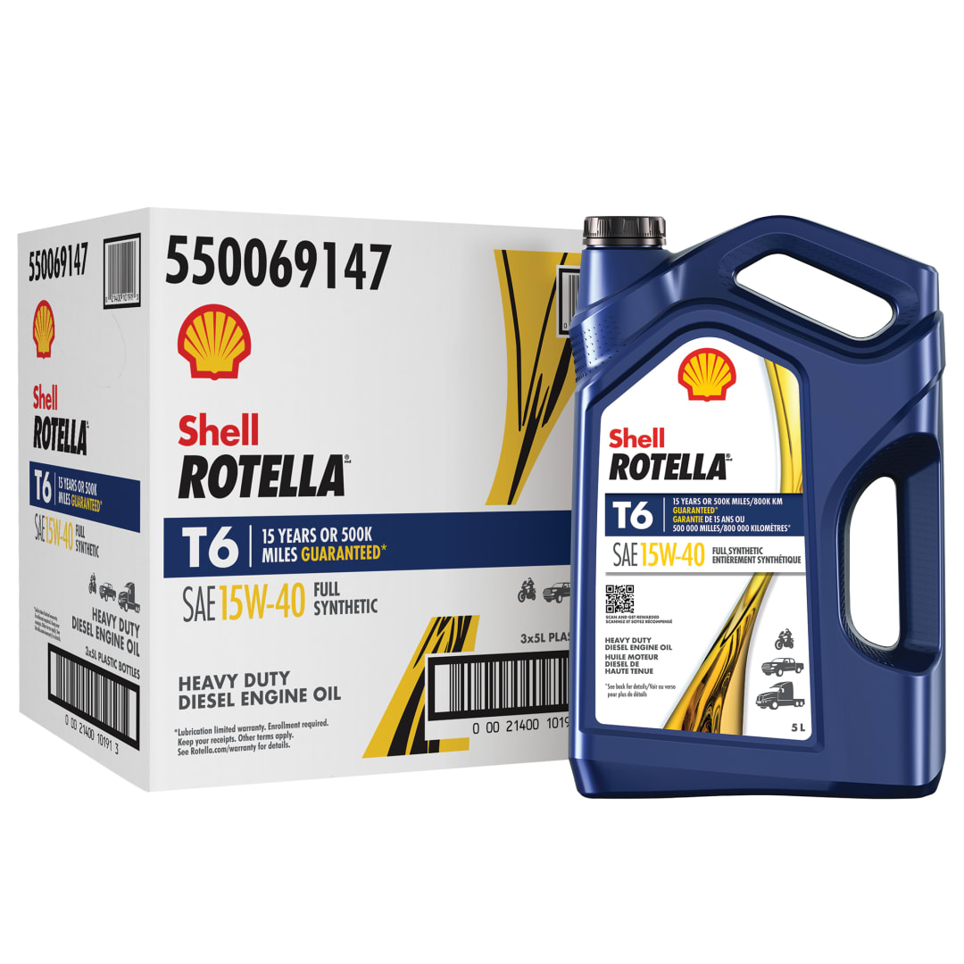 Huile moteur diesel Shell Rotella T6 15W-40, 5 litres (caisse de 3)