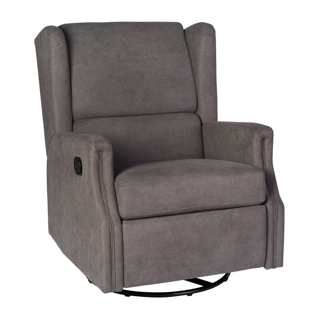 Omma Swivel Glider Rocker Recliner Chair, Manual 360 Degree Swivel Wingback Recliner Perfect for Living Room, Bedroom, or Nursery in Dark Gray