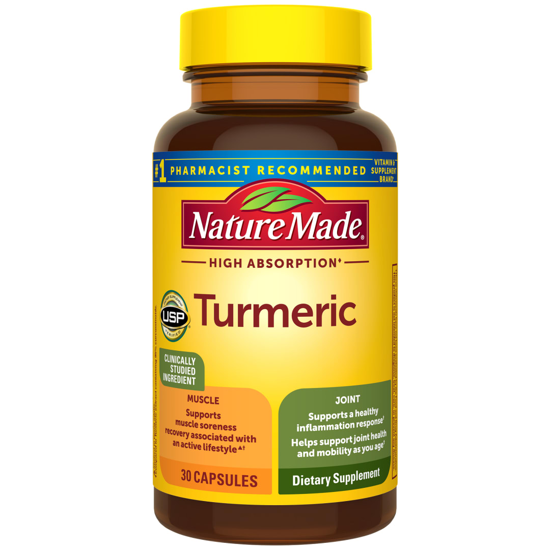 Nature Made High Absorption Turmeric Curcumin Capsules, Turmeric Supplement, Muscle and Joint Support Supplement, 30 Capsules, 30 Day Supply