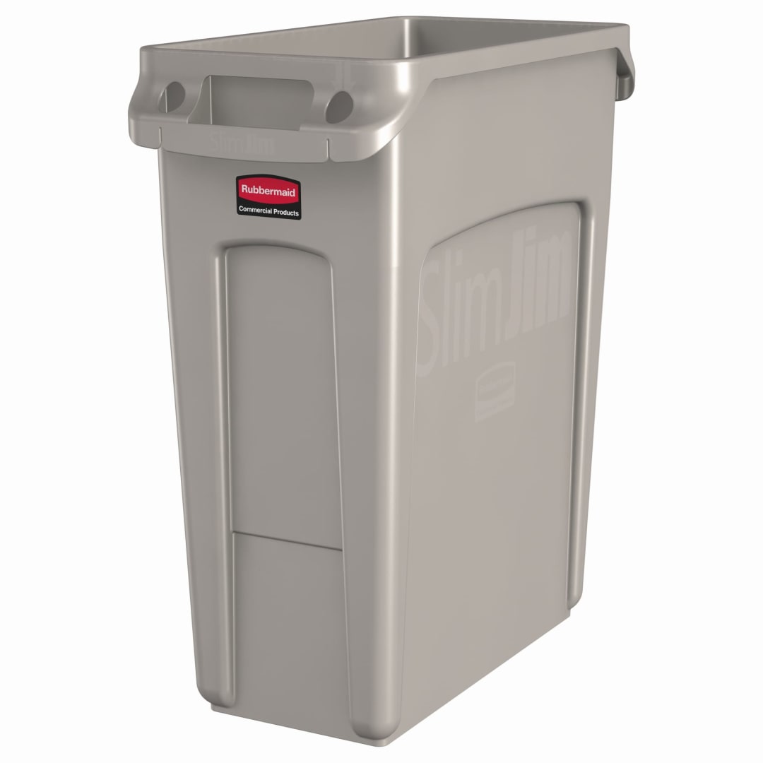 Rubbermaid Commercial Products SLIM JIM 16 Gallon Vented Trash Can , Beige