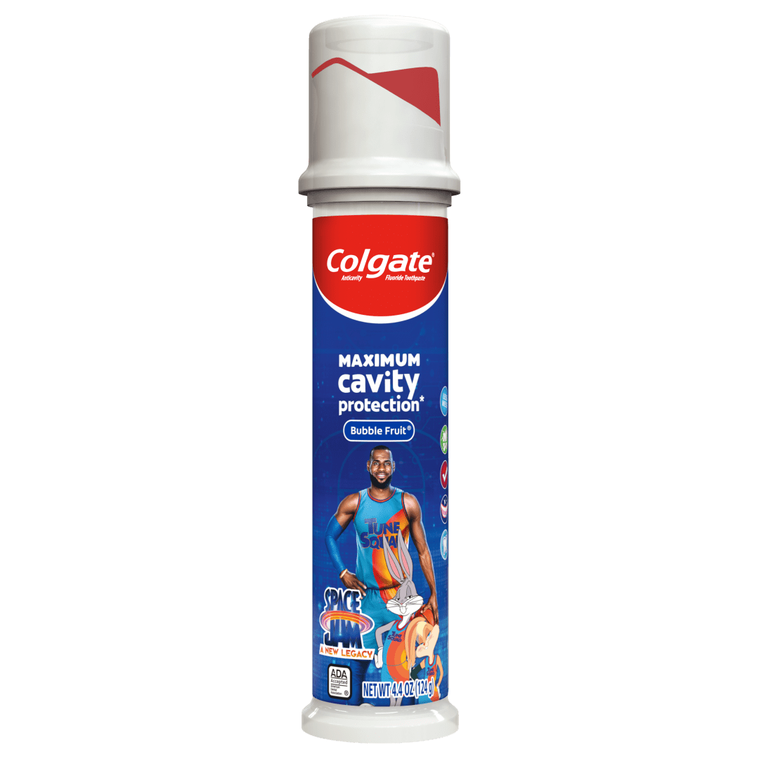 Colgate Kids Toothpaste with Fluoride, Anticavity & Cavity Protection Toothpaste, For Ages 2+, Space Jam, Mild Bubble Fruit Flavor, 4.6 Ounce
